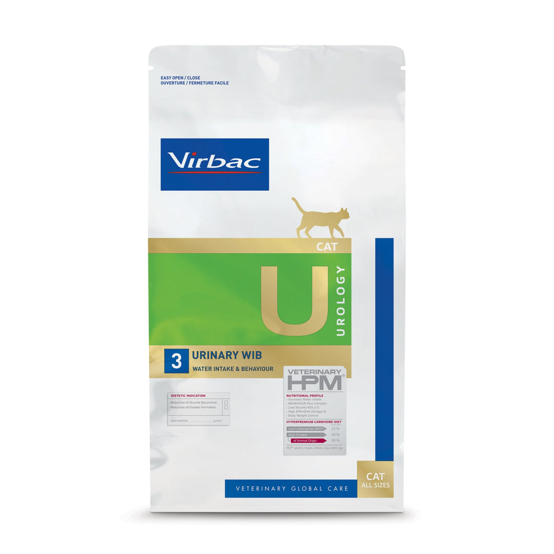 Virbac HPM U3 Cat – Pienso Urinario para Gatos – Disolución y Prevención de Cálculos de Estruvita y Oxalato – 1,5 kg / 3 kg
