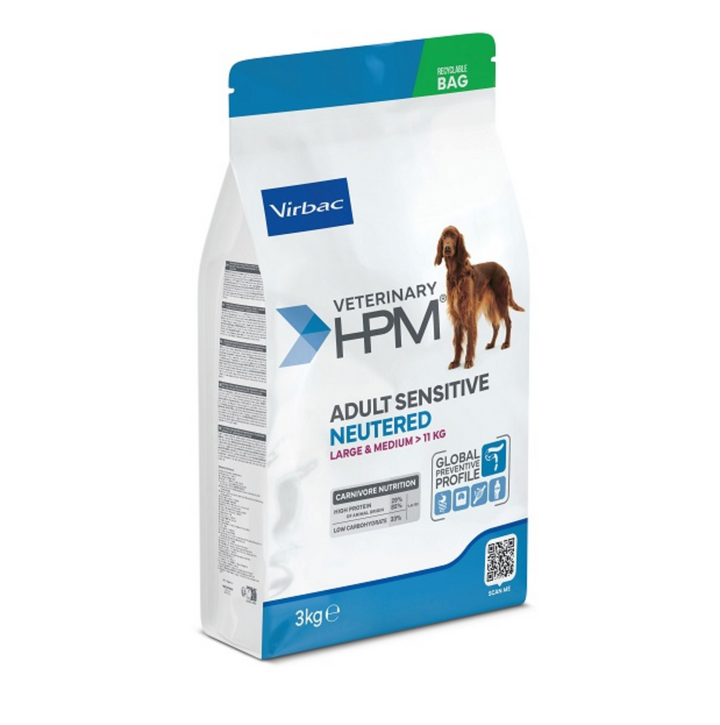 Virbac HPM Sensitive Digest Neutered Large & Medium – Pienso Digestivo para Perros Esterilizados de Razas Medianas y Grandes – 3 kg / 12 kg