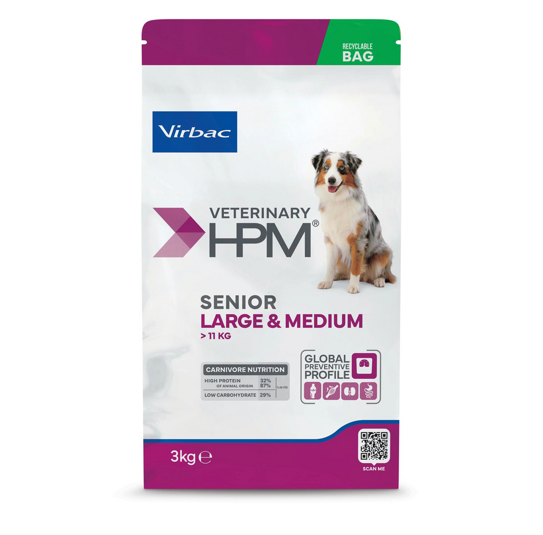 Virbac HPM Senior Dog Large & Medium – Nutrición Específica para Perros Senior de Razas Medianas y Grandes – 3 kg / 12 kg