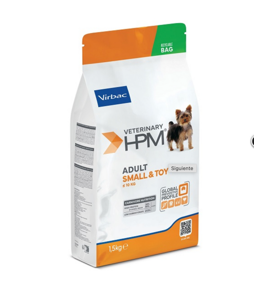 Virbac HPM Adult Dog Small & Toy – Pienso Premium para Perros Adultos de Razas Pequeñas y Mini – 1,5 kg / 3 kg / 7 kg