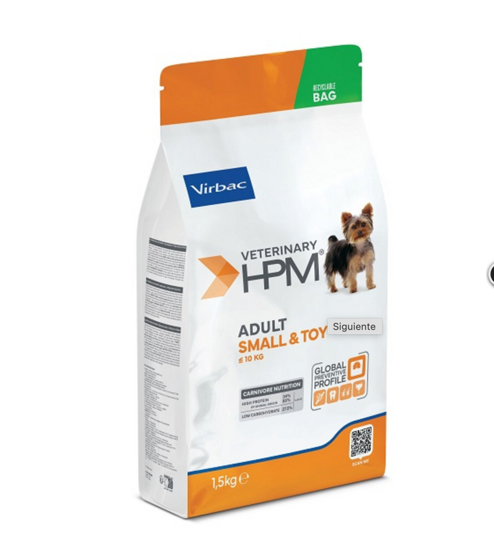 Virbac HPM Adult Dog Small & Toy – Pienso Premium para Perros Adultos de Razas Pequeñas y Mini – 1,5 kg / 3 kg / 7 kg