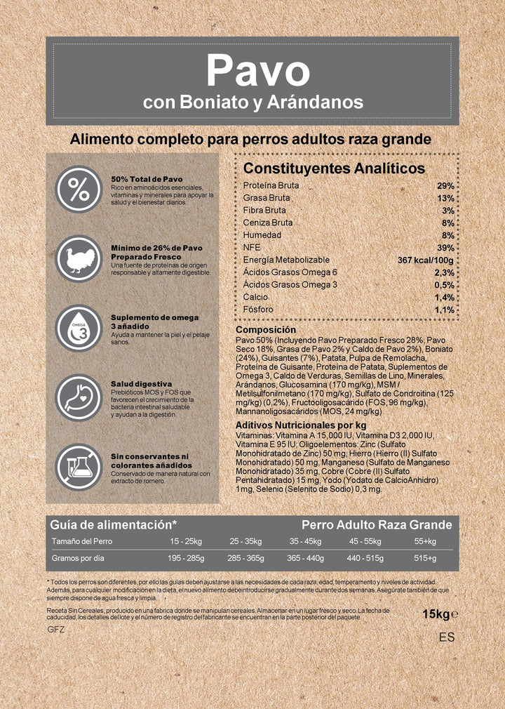 Vetoven  Pavo con Boniato Raza Grande 12  Kg