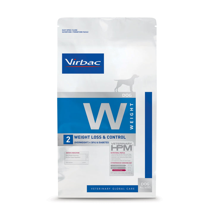 Virbac HPM W2 Dog – Pienso Veterinario para Perros con Sobrepeso – Control y Mantenimiento del Peso – 3 kg / 12 kg