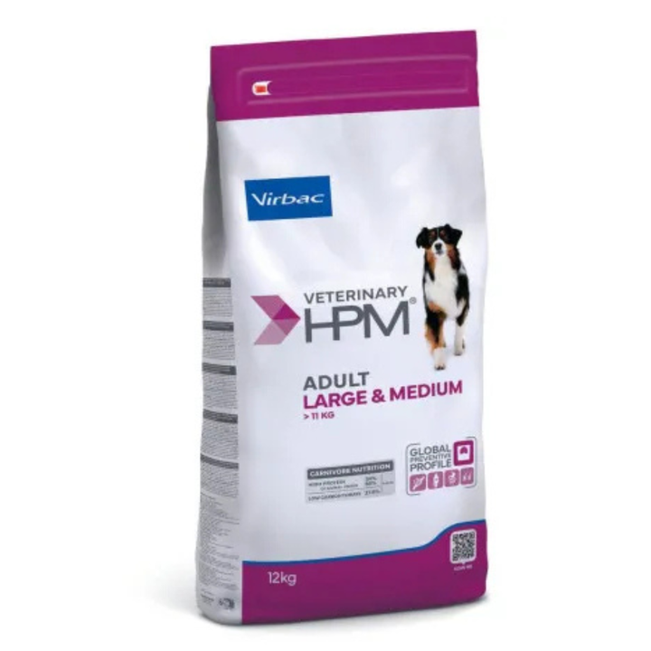 Pienso Virbac HPM Adult Dog Large & Medium para perros adultos de razas medianas y grandes. Alta proteína, vitalidad y salud articular.