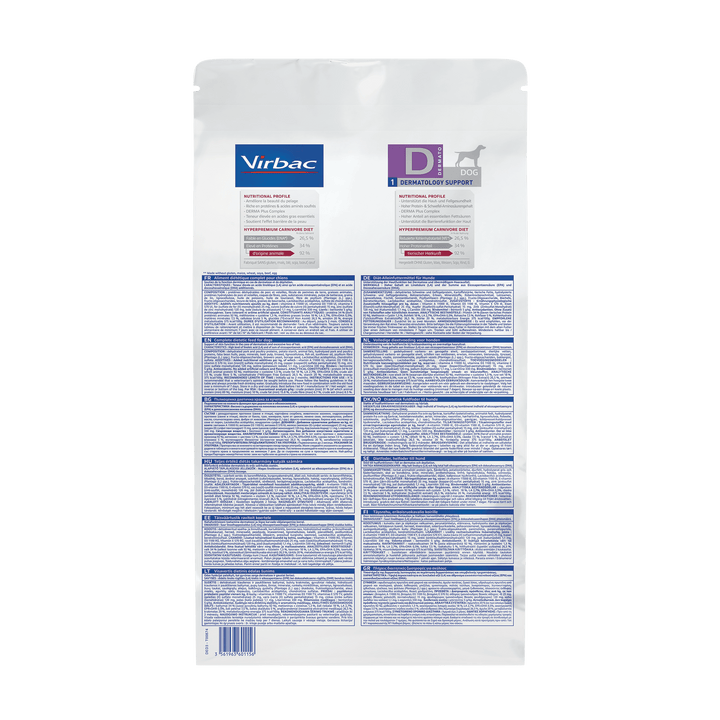 Virbac HPM D1 Dog – Pienso Dermatológico para Perros – Cuidado y Salud de la Piel y el Pelo – 3 kg / 12 kg