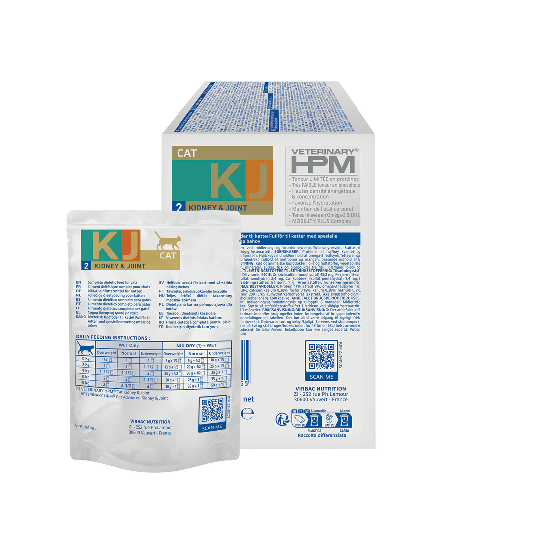 Virbac HPM KJ2 Wet Cat Early Kidney & Joint – Comida Húmeda para Gatos con Apoyo Renal y Articular – 12 x 85 g
