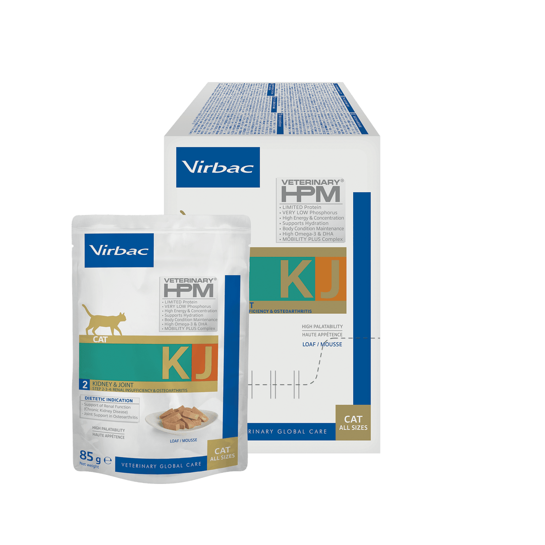 Virbac HPM KJ2 Wet Cat Early Kidney & Joint – Comida Húmeda para Gatos con Apoyo Renal y Articular – 12 x 85 g