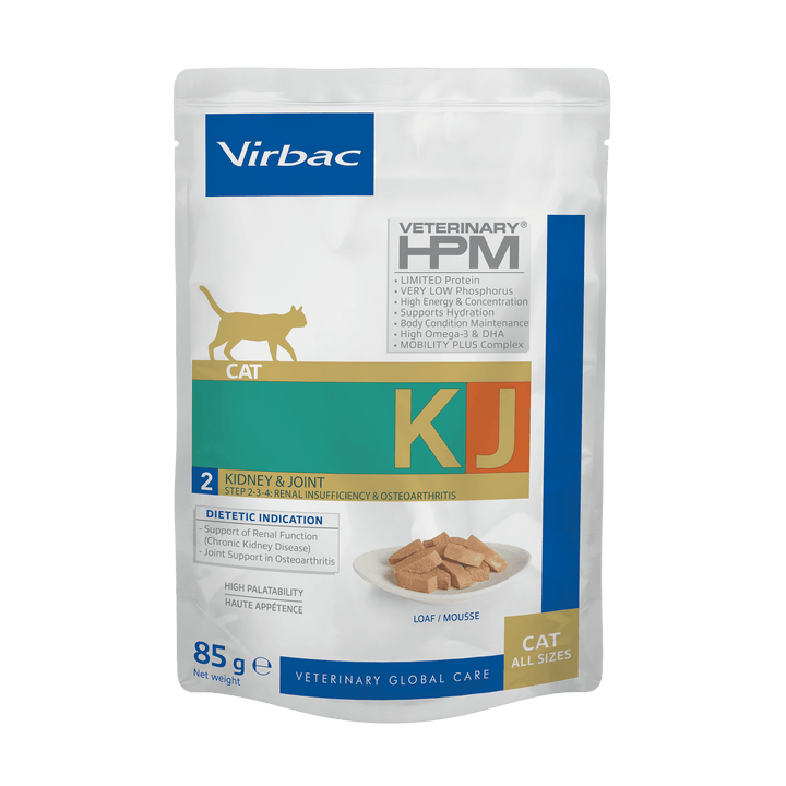 Virbac HPM KJ2 Wet Cat Early Kidney & Joint – Comida Húmeda para Gatos con Apoyo Renal y Articular – 12 x 85 g