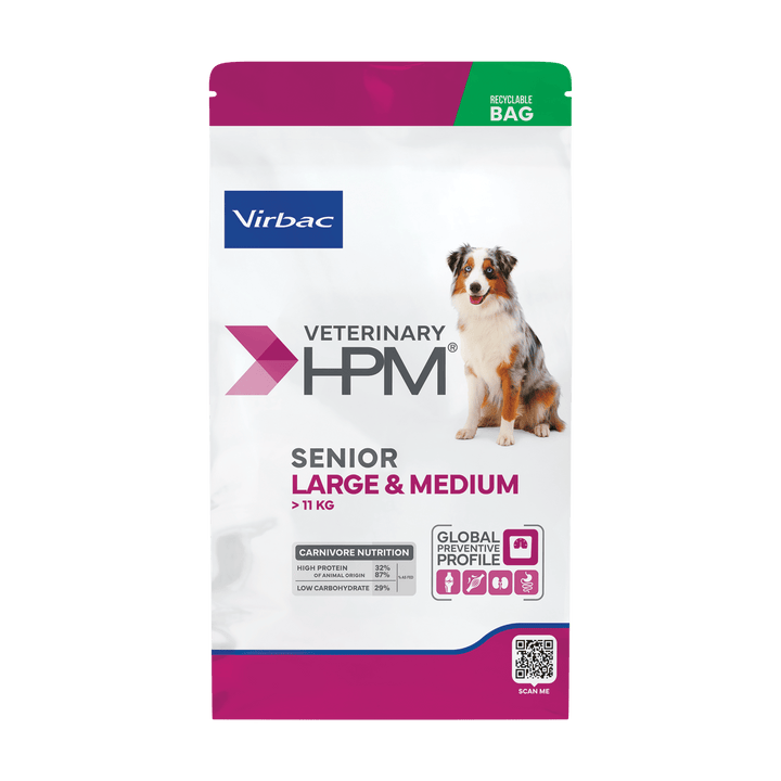 Virbac HPM Senior Dog Large & Medium – Nutrición Específica para Perros Senior de Razas Medianas y Grandes – 3 kg / 12 kg