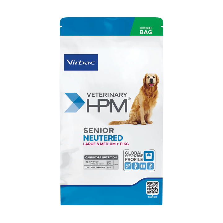 Virbac HPM Senior Neutered Dog Medium & Large – Alimento Premium para Perros Esterilizados Mayores – 3 kg / 12 kg