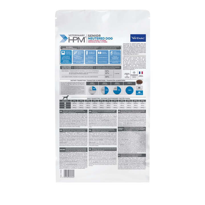 Virbac HPM Senior Neutered Dog Medium & Large – Alimento Premium para Perros Esterilizados Mayores – 3 kg / 12 kg