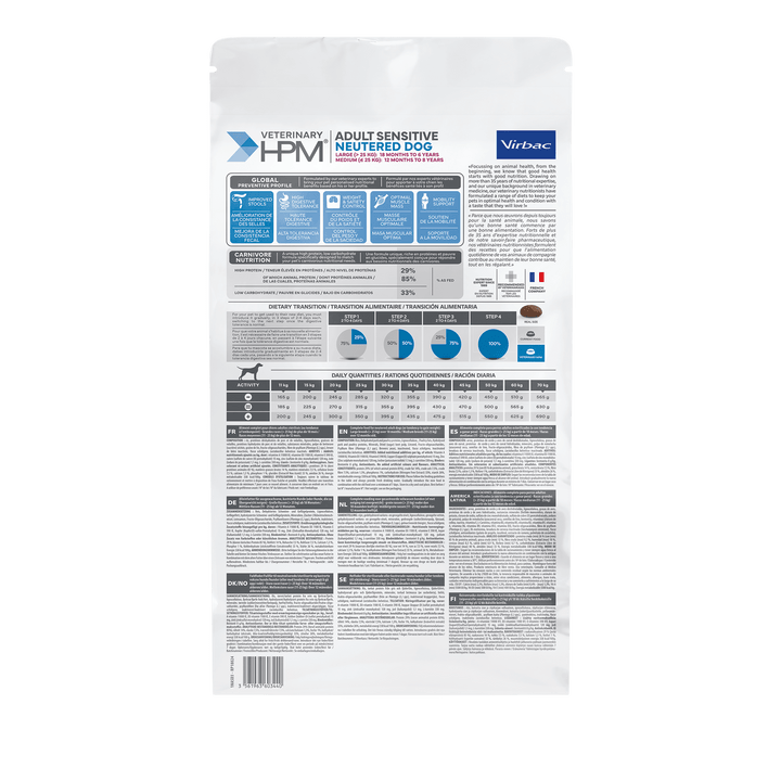 Virbac HPM Sensitive Digest Neutered Large & Medium – Pienso Digestivo para Perros Esterilizados de Razas Medianas y Grandes – 3 kg / 12 kg