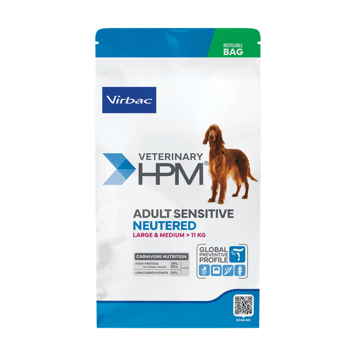 Virbac HPM Sensitive Digest Neutered Large & Medium – Pienso Digestivo para Perros Esterilizados de Razas Medianas y Grandes – 3 kg / 12 kg