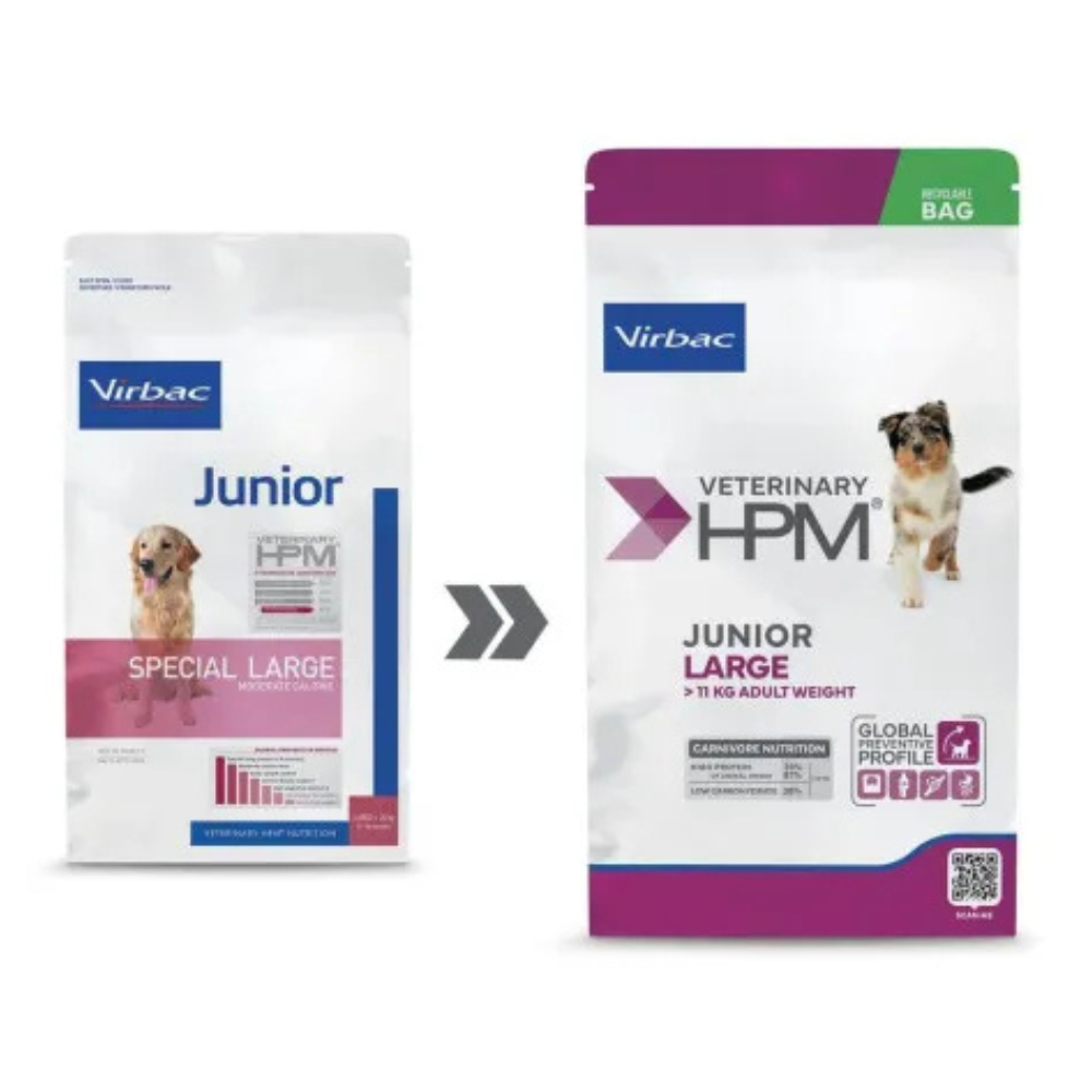 Virbac HPM Junior Dog Special Large – Pienso Premium para Cachorros de Razas Grandes y Gigantes – Crecimiento Saludable y Controlado – 3 kg / 12 kg
