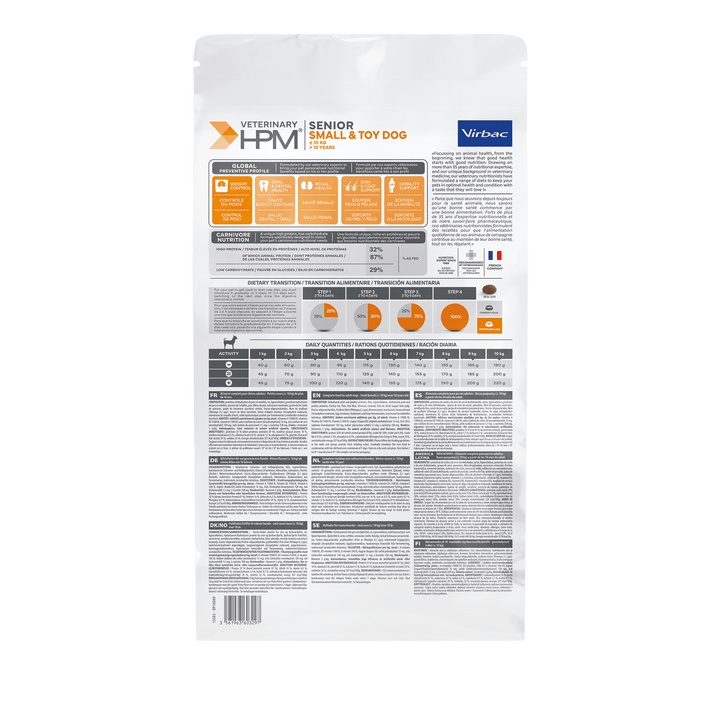 Virbac HPM Senior Dog Small & Toy – Pienso Premium para Perros Senior de Razas Pequeñas y Mini – 1,5 kg / 3 kg / 7 kg