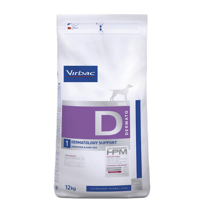 Virbac HPM D1 Dog – Pienso Dermatológico para Perros – Cuidado y Salud de la Piel y el Pelo – 3 kg / 12 kg